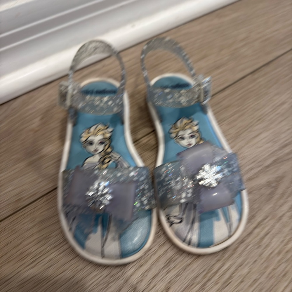 Mini Melissa Elsa Glittery Silver and Blue Sandals